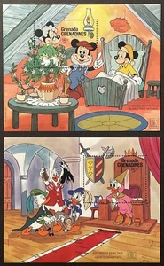 SELLOS DE GRANADA VERDE DIFFERENTES CUENTOS DE HADAS DISNEY 2 SS HAFNIA '87 MNH MICKEY - Imagen 1 de 3