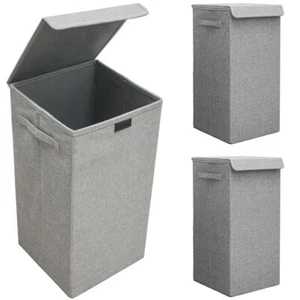 2er Set 50L Wäschekorb mit Deckel 30x30x60 - XXL Wäschesammler Wäschebox Faltbar - Bild 1 von 12
