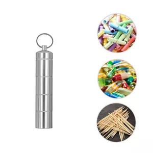 Capsule Shape Pill Case Medicine Organizer Box Key chain Pocket Holder Container - Picture 1 of 12