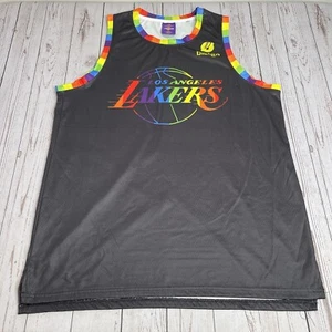 NBA Los Angeles Lakers Basketball Jersey Mens XL Black Gay Pride Rainbow SGA - Picture 1 of 10