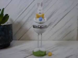 SGE Conejo de Pascua Alto con Huevo Azul Porcelana Bisagras Baratija Huevos L4 - Imagen 1 de 10