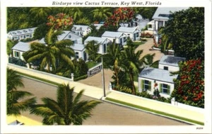 1940s Roadside Florida Postcard US 1 Key West Cactus Terrace Zorsky Birds eye - Picture 1 of 2