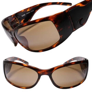 True Vintage Unique Side Detail Wrap Rectangle Sporty Bold Tortoise Sunglasses - Picture 1 of 3