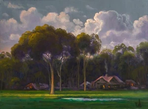 MAX COLE Oil Painting Original Landscape Florida Highwaymen Like Clouds Storm 81 - Picture 1 of 9