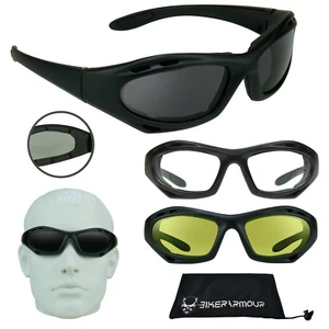 Gafas de sol grandes para motocicletas a prueba de viento espuma acolchadas amarillo transparente - Imagen 1 de 16