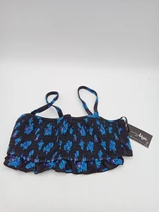 Pour Moi Bikini Top Size 32D Black Blue Floral Shirred Multiway RRP £38 New F2 - Picture 1 of 7