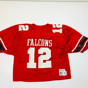Vintage Russell Athletics Red Nylon Falcons 12 Football Jersey Size XL USA Michi - Picture 1 of 5