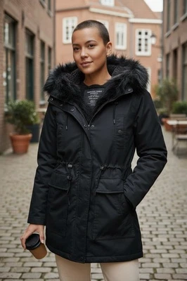 NEW American Eagle AE Womens Sherpa Lined Parka Faux Fur Hood Jacket Coat - S - Image 1 of 3