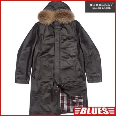 Burberry Black Label мужской кожаный плащ L б/у овечья кожа, черный - Изображение 1 из 4