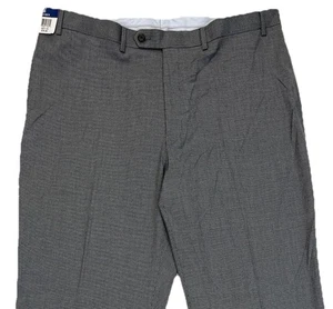 Ralph Lauren Comfort Flex Pants 40 x 32 Grey/Black Herringbone NEW Flat Front - Picture 1 of 7