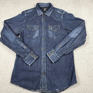 Diesel Hemd Herren Small Blau Denim Western Druckknopf Langarm Distressed - Bild 1 von 19