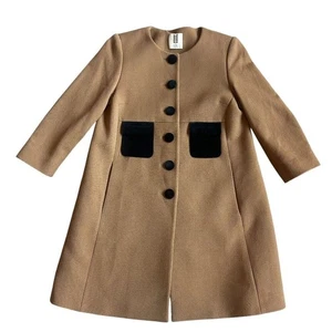 Abrigo Chaqueta Orla Kiely Mezcla Lana Camel Botones Terciopelo Bolsillos Talla 6 Mujer - Imagen 1 de 13