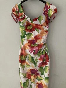 STOP STARING Designer Vintage Style Floral Satin Dress Ladies Clothing Size S - Picture 1 of 6