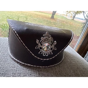 TRUE RELIGION Eyewear Sunglasses Case Brown Silver Bling Embellished Designer - Picture 1 of 5