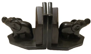 Fermalibri vintage elefante pietra pesante intagliata buona fortuna saggezza anni 20 30 art deco - Foto 1 di 11