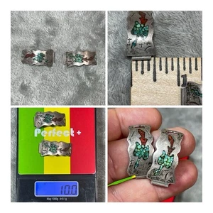 VTG Southwestern Sterling Silver Turquoise and Coral Inlay Watch Tips ! - Picture 1 of 8