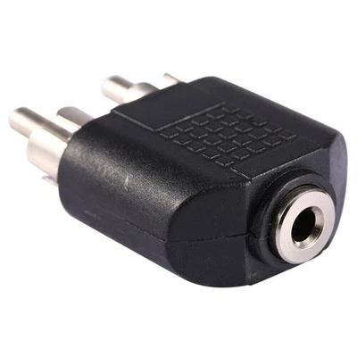 3.5mm Female Stereo Jack To Dual 2 RCA Phono Male F/M Splitter Adapter Converter - Image 1 of 4