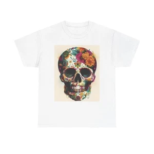 Day Of The Dead Tee, Vintage Art Graphic T-Shirt, Unisex Baumwollshirt, Blume - Bild 1 von 5