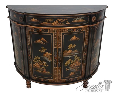 LF66764: Chinoiserie Decorated 4 Door Commode Cabinet - Image 1 of 4