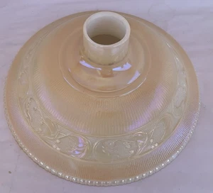 Lámpara de pie antorcha en relieve Art Deco 16" pantalla floral dorado brillo hoja leche brillo - Imagen 1 de 4