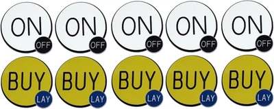 Craps On/Off and Buy/Lay 1.25 英寸 Lammer 按钮套装 — 第 1/2 张图片