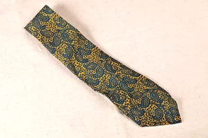 Hut Cavalry Twill aus England Herren Krawatte Geometrisch Paisley Vintage Blau Gelb - Bild 1 von 6