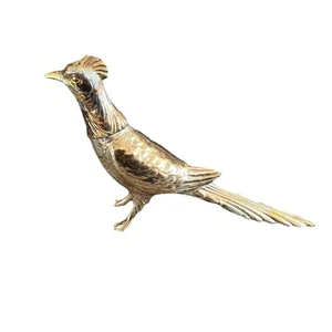 Salt Shaker Bird Figurine Goldtone Metal Vintage Decor Dining Etched Oxidized - Picture 1 of 11