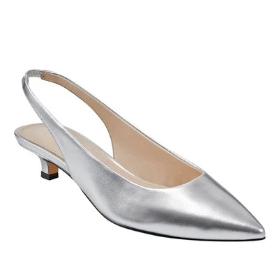 Bomba Marc Fisher Posey Slingback en plata talla 6,5 Foto 1 de 4