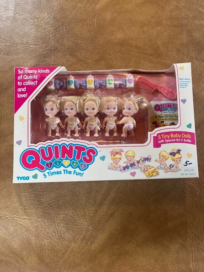 Tyco Quints Quintuplets 5 Tiny Baby Doll Set Vintage Toy 80s 90s