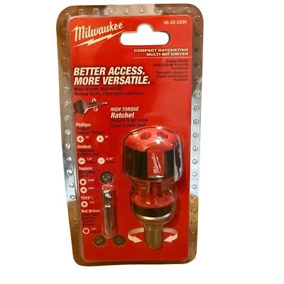 Milwaukee Compact Ratcheting Multi-Bit Driver Better Access High Torque - Image 1 of 2