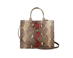 NUEVO SARAH STEWART Adele Pitón Piel de Serpiente Cuero Bolso Grande Rojo Multi Cartera - Imagen 1 de 17