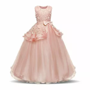 Summer Girls Dresses Princess Girl Clothes Floral long Party Sleeveless Party - Picture 1 of 18