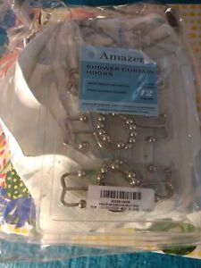 Amazer Shower Curtain Hooks(12) Rust Resistant and Shower Curtain
