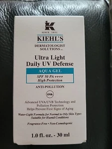 Kiehl's Ultra Light Daily UV Defense Aqua Gel Sunscreen 30ml SPF50 BNIB FREEPOST - Picture 1 of 2