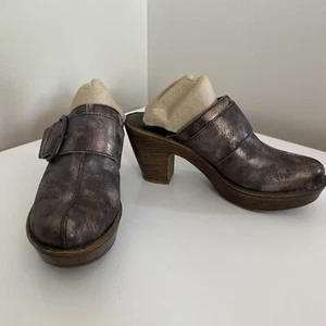 Born Shoes Women Ibra Moro Metallic Mule Clogs Leather Block Heels B67806 Size 9 - Picture 1 of 11