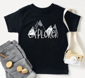 Little Explorer Graphic tee Toddler Size 3T Black Bella Canvas Mountains A7 - Picture 1 of 1