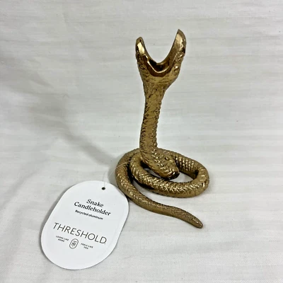 Umbral Único Aluminio Dorado Serpiente Cónico Candelabro Halloween Serpiente Víbora Foto 1 de 4