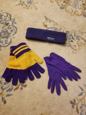 Lote antigo de luvas de futebol Washington Huskies UW Washington S malha roxa/tiara - Imagem 1 de 4