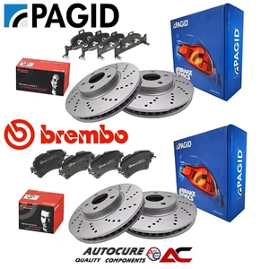 FÜR AUDI A4 2.0 TDI VORNE & HINTEN BESCHICHTET GEBOHRTE BREMSSCHEIBEN & BREMBO BELÄGE SET - Bild 1 von 1
