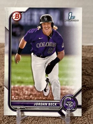 2022 Bowman Draft Paper Jordan Beck Rockies 1st Bowman Prospect #BD-34 - Image 1 of 2
