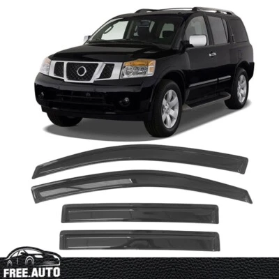 For 04-16 Nissan Armada Acrylic Visor Vent Rain Sun Deflector Guard 4Pc Set - Image 1 of 4