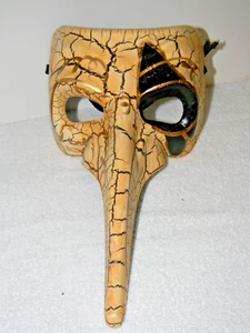 Black Venetian Long Nose Mask Masquerade Ball Prom Mardi Gras Halloween - Picture 1 of 6