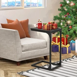 Mesa auxiliar pequeña en forma de C mesa auxiliar sofá mesa con pies ajustables para sala de estar - Imagen 1 de 12