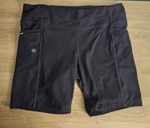 Athleta Black Biker Shorts Womens Size Large, Zip Pocket in back, Deep Pockets - Picture 1 of 9