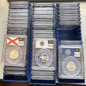COMPLETE SET-50 State Silver Quarters & 6 Territories Quarters PCGS MS 69 DCAM - Picture 1 of 3