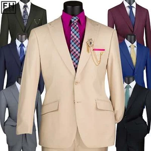 VINCI Men's 2-Button Peak Lapel Modern Fit Suit - 36S-56L, 7 Colors - NEW - Picture 1 of 29