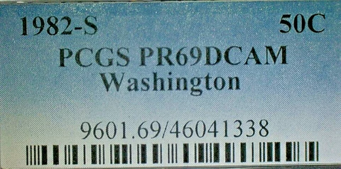 UNITED STATES--1982-S PCGS PR69DCAM WASHINGTON SILVER HALF DOLLAR-KM#208 Cover