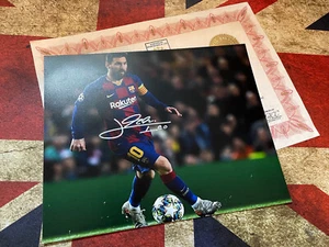 HAND SIGNED LIONEL MESSI BARCA 10x8 GENUINE AUTOGRAPH PHOTO WITH COA - Picture 1 of 1