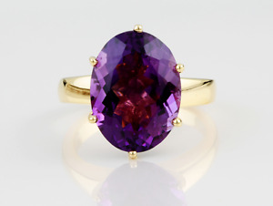 Engagement Ring Oval Cut  Lab Created Amethyst Diamond 14K Yellow Gold Plated