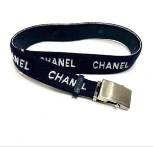 CHANEL Web BeltVintage 02C Coco Mark Navy28/70:JP - Picture 1 of 12